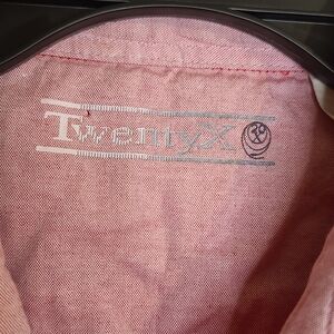 Twenty X Women's Pink Striped Long Sleeve Stretch Button-Down Shirt Size M